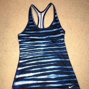 Nike printed tank//blue, white, and black